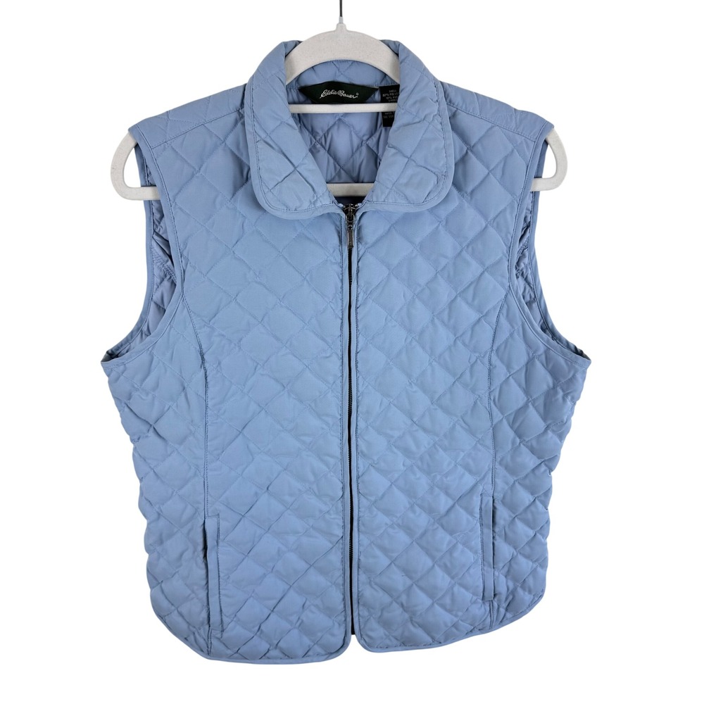 Eddie Bauer Womens Light Blue Diamond Quilted Goose Down Puffer Vest Large